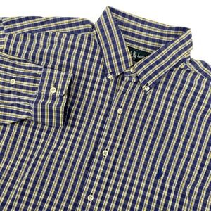 Ralph Lauren Blake Fit Plaid Button Down Shirt Men's Large Purple Yellow Cotton